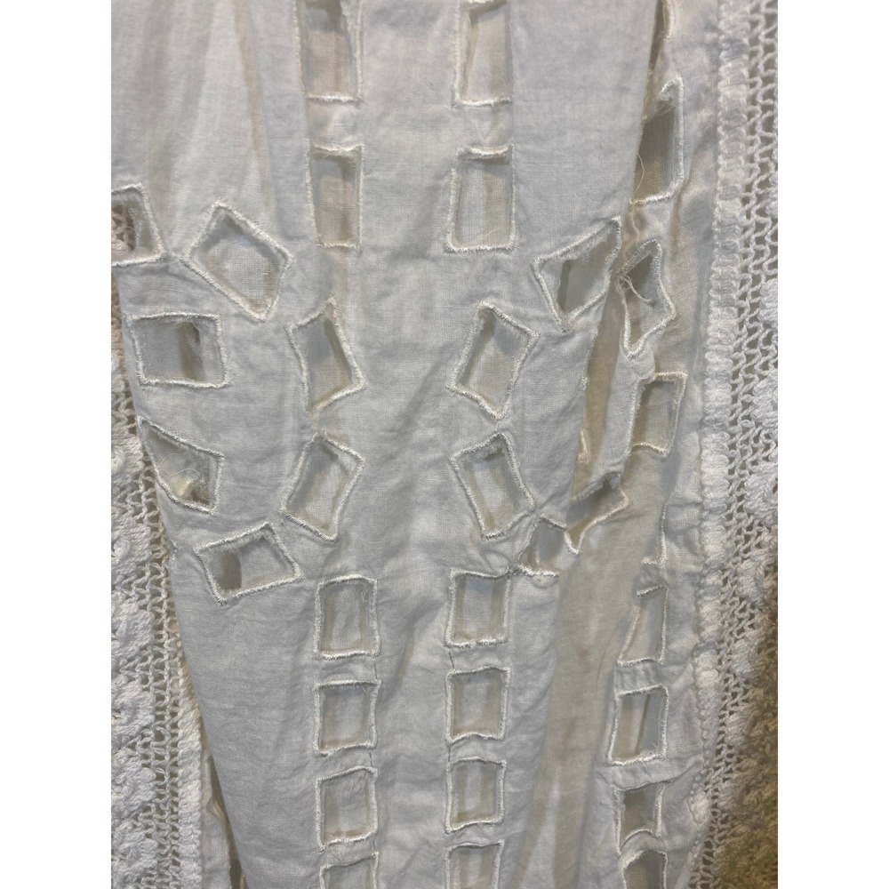Kyra White Cotton Eyelet Lace Maxi Skirt Elastic Waist Boho Cottagecore Large - Picture 10 of 12